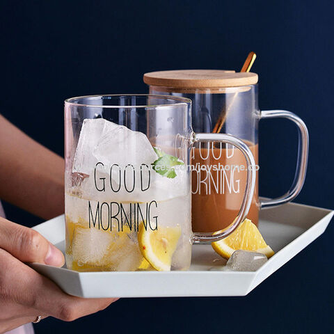 glass can cup with lid wholesale,Insulated Double Walled clear glass coffee mugs  bulk