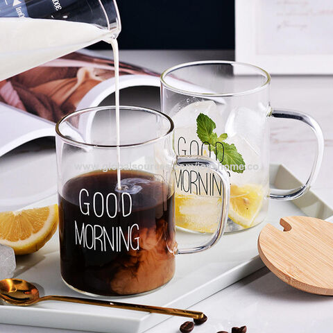 Striped Glass Mug Clear Glass Teacup with Handle High Temperature Milk  Coffee Water Cup Drinkware Glass Cups Bamboo Lid