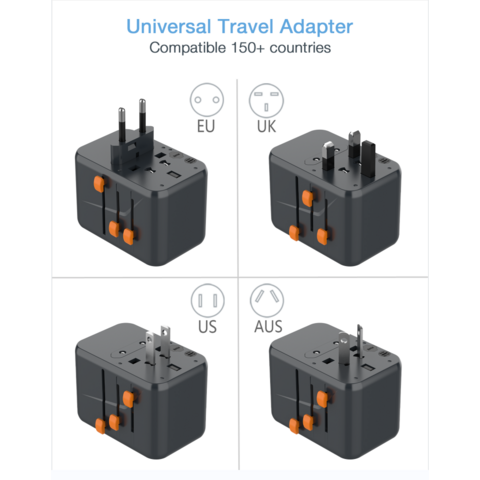 Comprar Adaptador de viaje TESSAN de Europa a América, adaptador  estadounidense con 2 enchufes y 2 USB, adaptador de viaje 4 en 1 para EE.  UU., Canadá, México