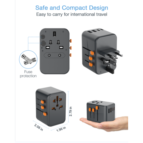 Comprar Adaptador de viaje TESSAN UE a EE. UU. Adaptador de enchufe 3 en 1  con 2 puertos USB Adaptador de enchufe de viaje europeo tipo B para EE. UU.  Canadá México