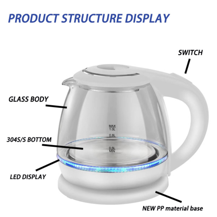 0.8L Portable Glass Electric Kettle 220V Household Health Pot Automatic  Electric Mini Water Kettle Cute Portable Outdoor Tea Pot