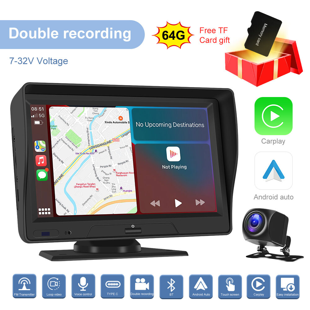 Podofo Telecamera per Auto 9.66'' Carplay Android Auto Senza Fili