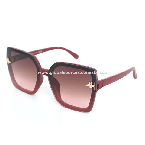 Factory Square Plastic Sunglasses - Red