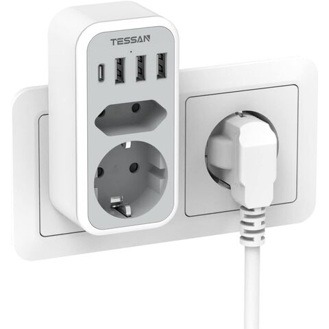 TESSAN USB Plug Adapter Multi Outlets with 3 Way Sockets 3 USB