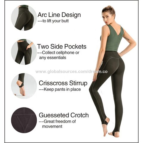 Compre Mulheres Private Label Cintura Alta Sports Wear Side Bolsos  Listrados Yoga Pants Leggings e Leggings De Cintura Alta de China por  grosso por 4.8 USD