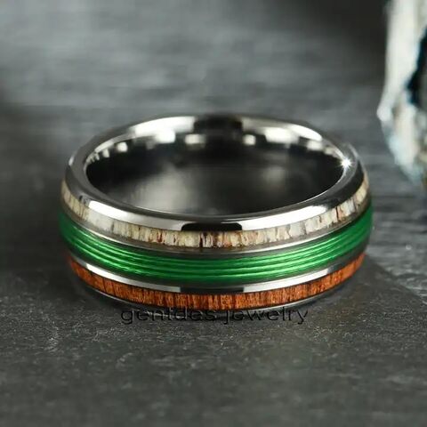 Gentdes Jewelry Fashion Green Fishing Line Ring With Elk Antler And Makore  Wood Tungsten Carbide Blank Ring For Men - China Wholesale Fashion Jewelry  $7.8 from Shenzhen Gentdes Jewelry Co., Ltd.
