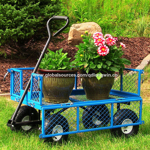 Chariot de jardin avec cadre en acier et pneus pneumatiques par