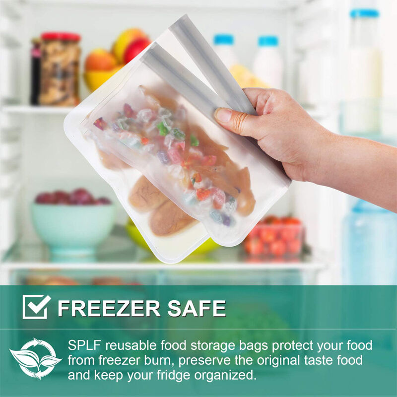 SPLF Dishwasher Safe Reusable Storage Bags, Stand Up Freezer Bags