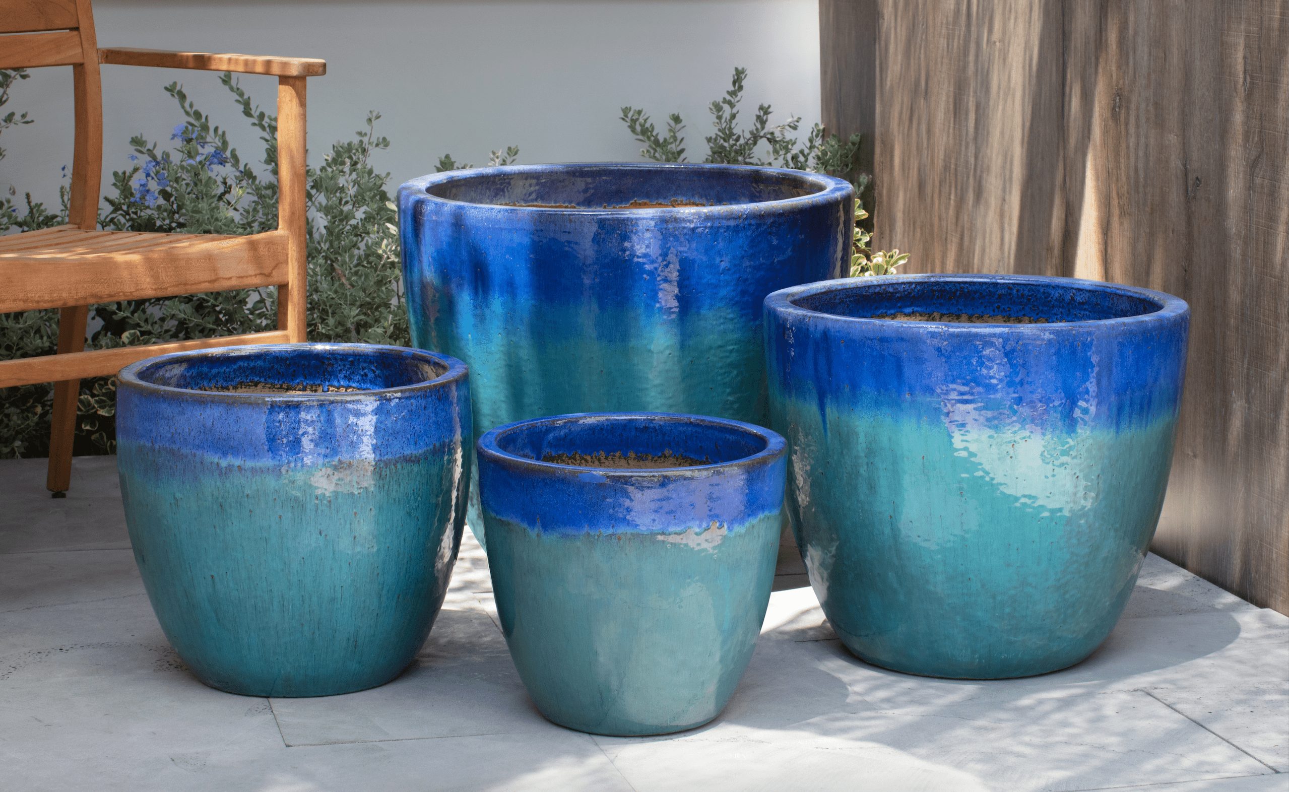 Achetez en gros Rustique Bleu Sora Jar Poterie Extérieure Vitrée Décor