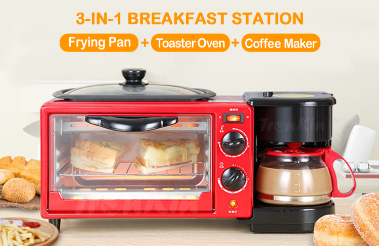 3 in 1 Breakfast Station, Breakfast Sandwich Maker with Frying