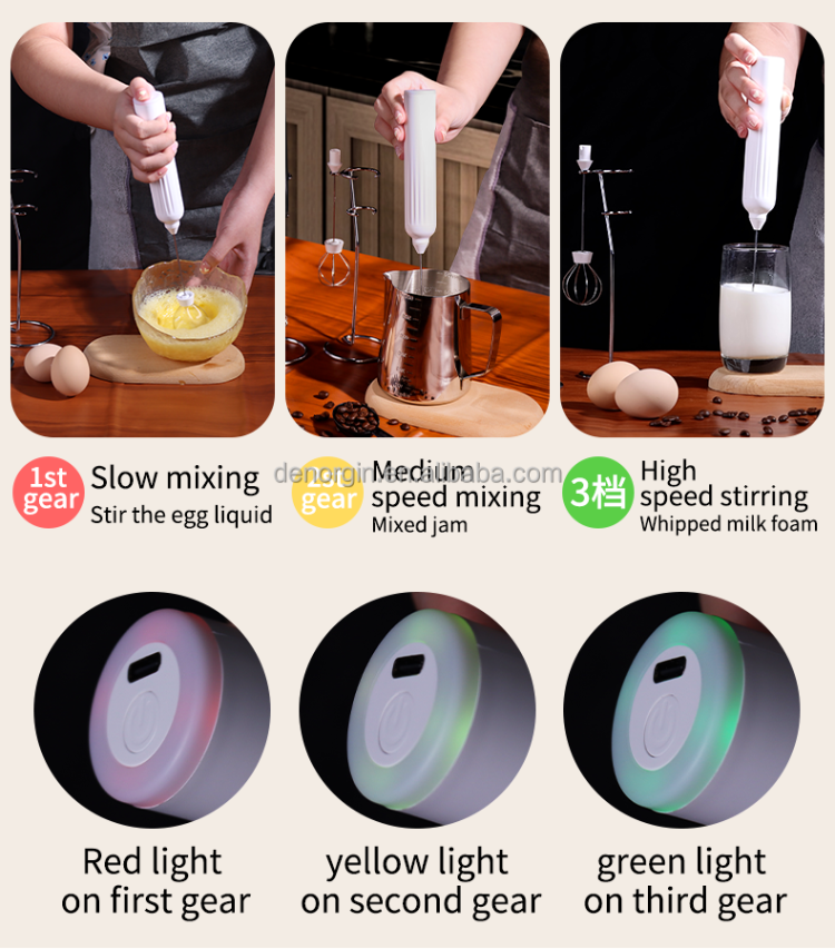 Electric Milk Frother, Usb Charging Three Gears Wireless Egg