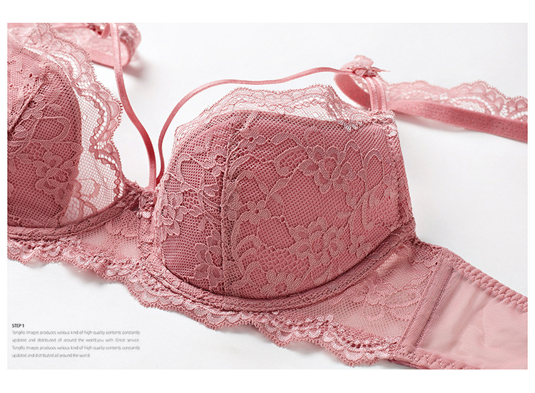 Buy Fashion Cherry Embroidery Lingerie Set Lace Blue Transparent Underwear  Set Women Sexy Hollow Out See Through Bra Pink from Shantou Huayan Garment  Co., Ltd., China
