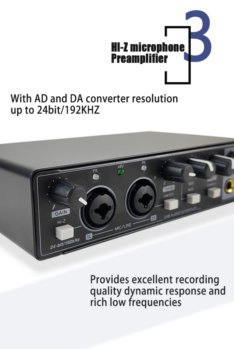 DTM・DAW USB Audio Interface 24-Bit/192kHz USB Audio Interface,24Bit/192kHz High-Fidelity,Mic