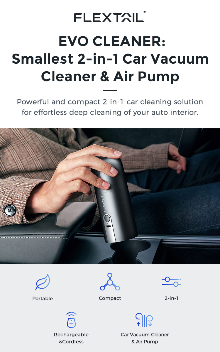 EVO CLEANER: Smallest 2-in-1 Car Vacuum Cleaner & Air Pump by