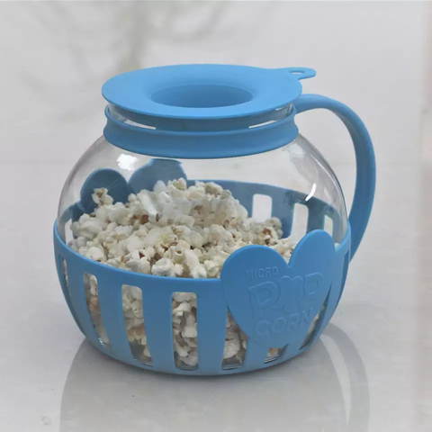 Glass Microwave Popcorn Maker with Dual Function Lid, 3 Qt High