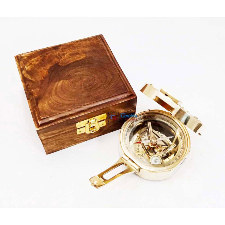 Antique Finish Brass Compass With Hinged Lid, Old Pocket Style, Maritime