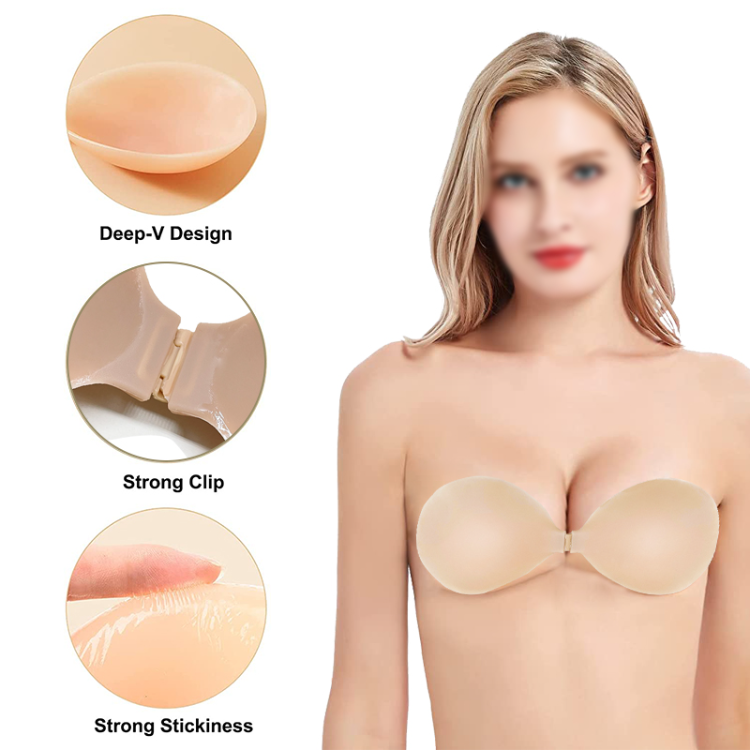 Backless Invisible Self Adhesive Bra, Silicone Push Up Bra Stickers , Lift  Bra