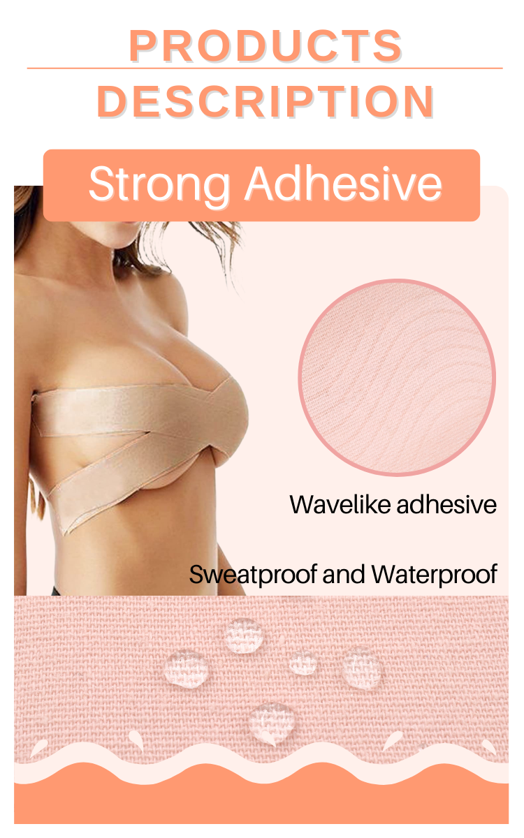 Nipple Stickers Bra Straplesss Push Up Lifting Elastic Sports Muscle Chest  Patches Bandages Invisible Gather Breast Pad Women