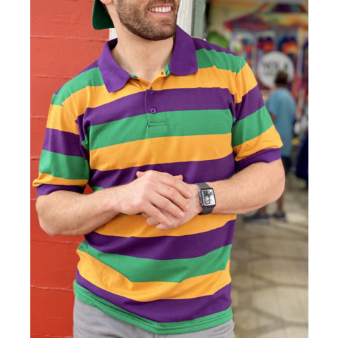 Mardi gras striped polo shirt best sale