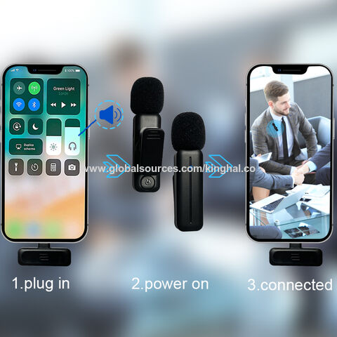Micrófono Lavalier inalámbrico para iPhone, 2 mini micrófonos de solapa con  audio más claro para grabación de video, entrevista, vlog (negro)