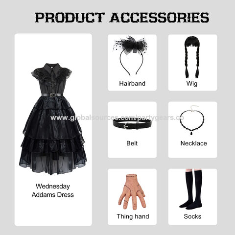 Toddler Wednesday Addams Family Costume Dress & Wig