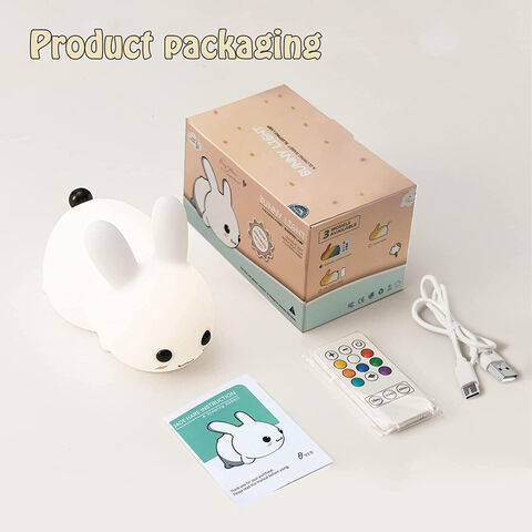 Mini lovely rechargeable led soft touch silicone night light for kids bunny lamp light up silicone animal night light