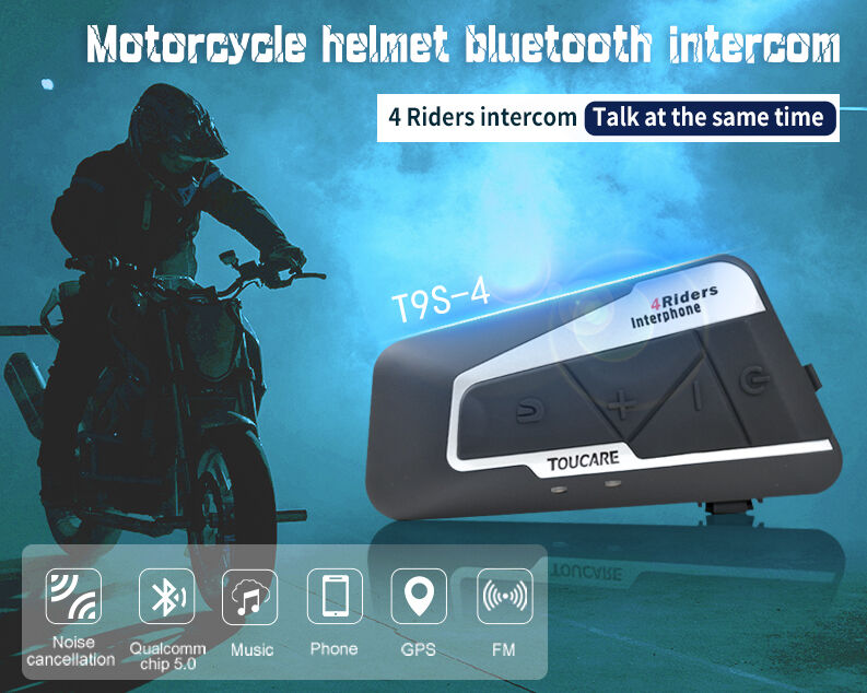 Freedconn Casque de moto sans fil Interphone Bluetooth Casque Moteur  Écouteur 6 Riders Musique Partager Interphones Pour Motos