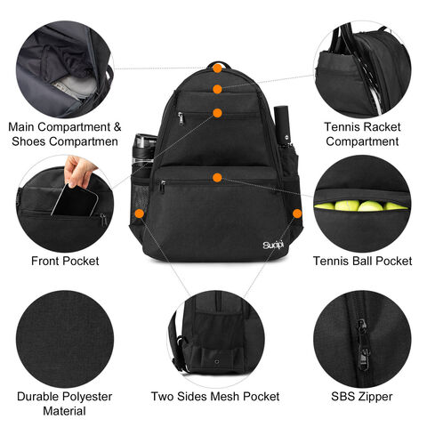 DSLEAF Tennis Backpack Holds 2 Rackets, Tennis Bag With Separate