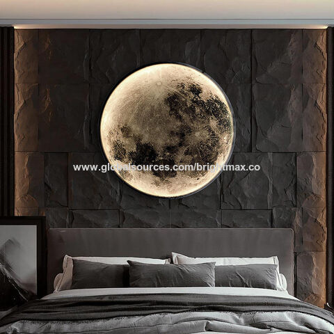 Round Led Moon Wall Lamp Art Modern Indoor Lighting Design Bedroom