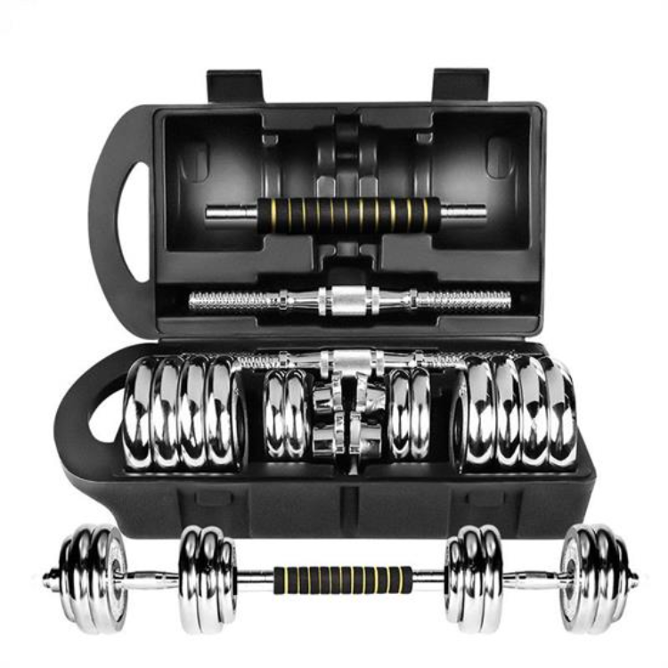 Adjustable chrome dumbbell deals set