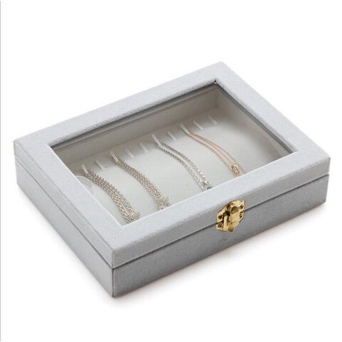 Jewelry Box For Necklace Earring Ring Holder Velvet Ring Trays