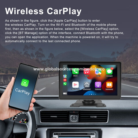 Radio De Coche Carplay inalámbrico Android Auto Car Radio HD 1024P  Reproductor MP5 de 7 pulgadas Control de voz