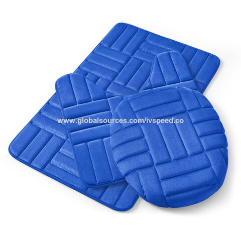 Blue Memory Foam 3-Piece Bath Rugs Set