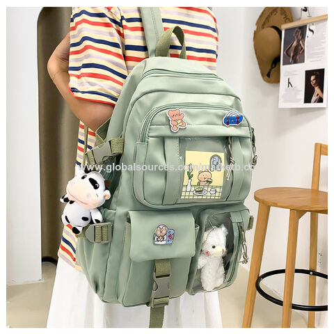 Buy Wholesale China Wholesale Cute Women Girls School Bags Bear Badge Nylon University  Girls School Backpack & School Backpack at USD 5.65