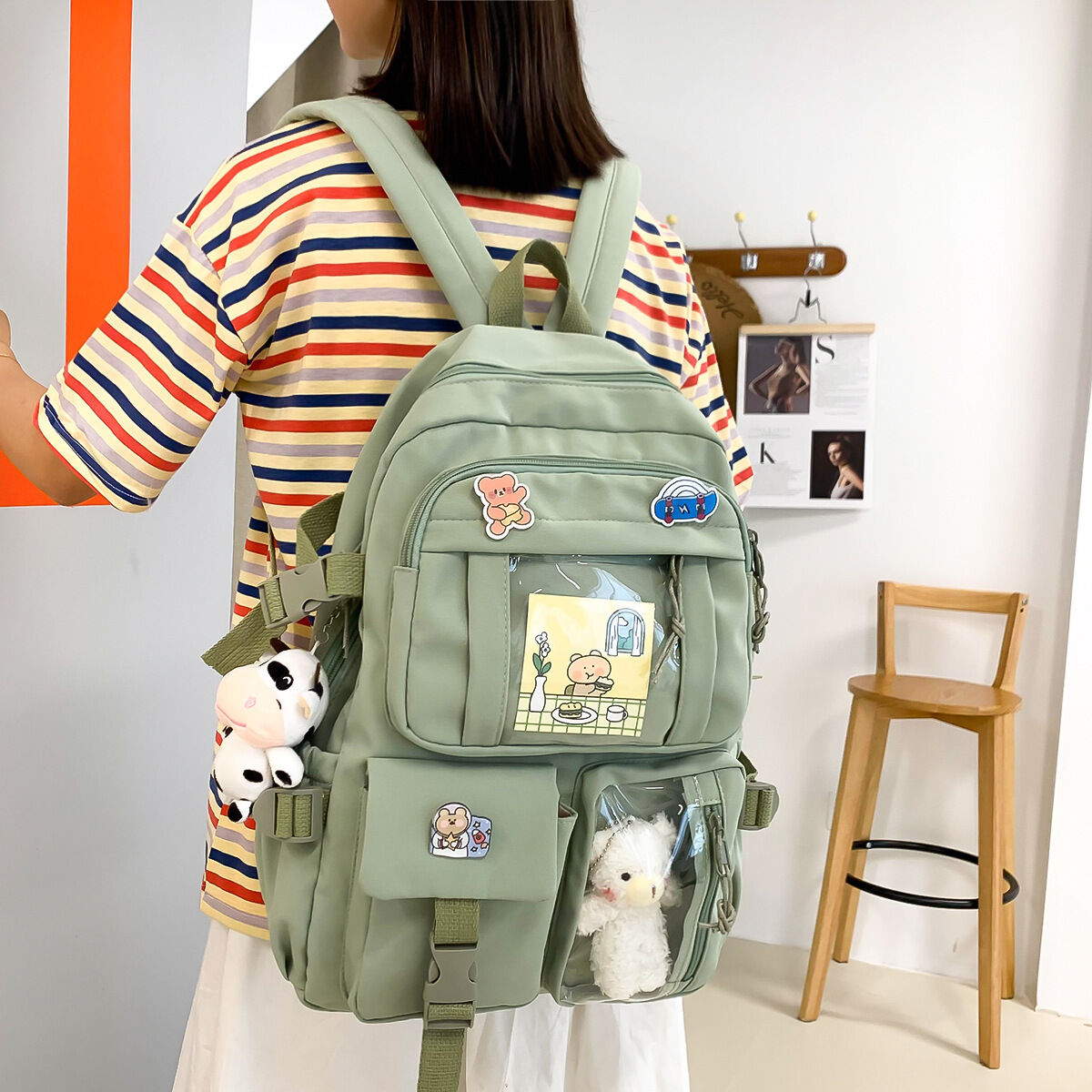 Vbiger School Backpacks for Girls 17-inch Large Capacity Kids Backpack Fashion Cartoon Pattern Student Schoolbag Laptop Backpack for Girls-Pink, Kids
