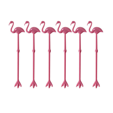 Pink Flamingo Cocktail Stirrers - Set of 24