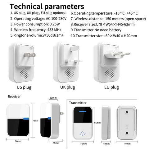 Timbres Inalámbricos para Casa, Timbre Impermeable para Puerta con