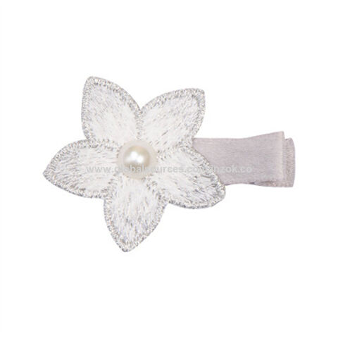 White Pearl Mini Hair Bows for Baby Girls