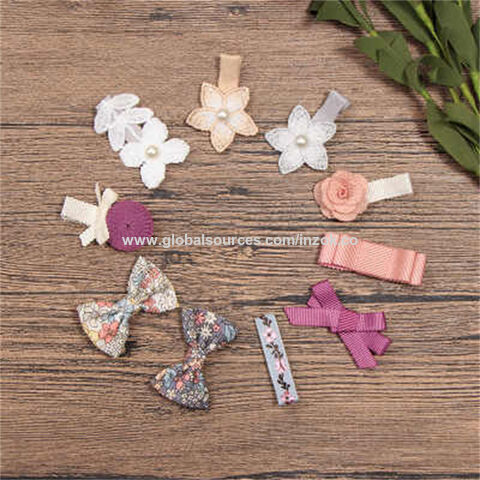 White Pearl Mini Hair Bows for Baby Girls