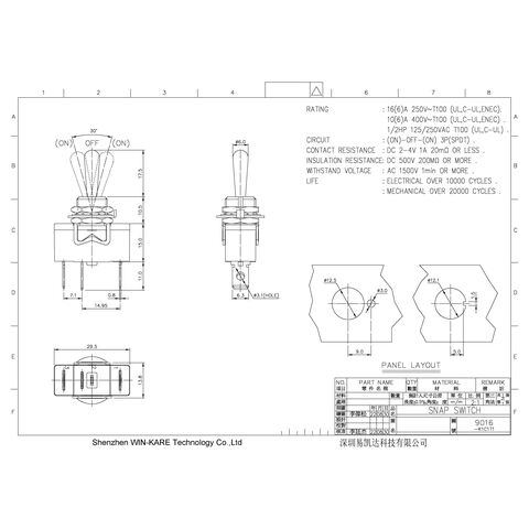 Interrupteur à bascule BEP spdt - 12v/24v - (on)/off/(on)