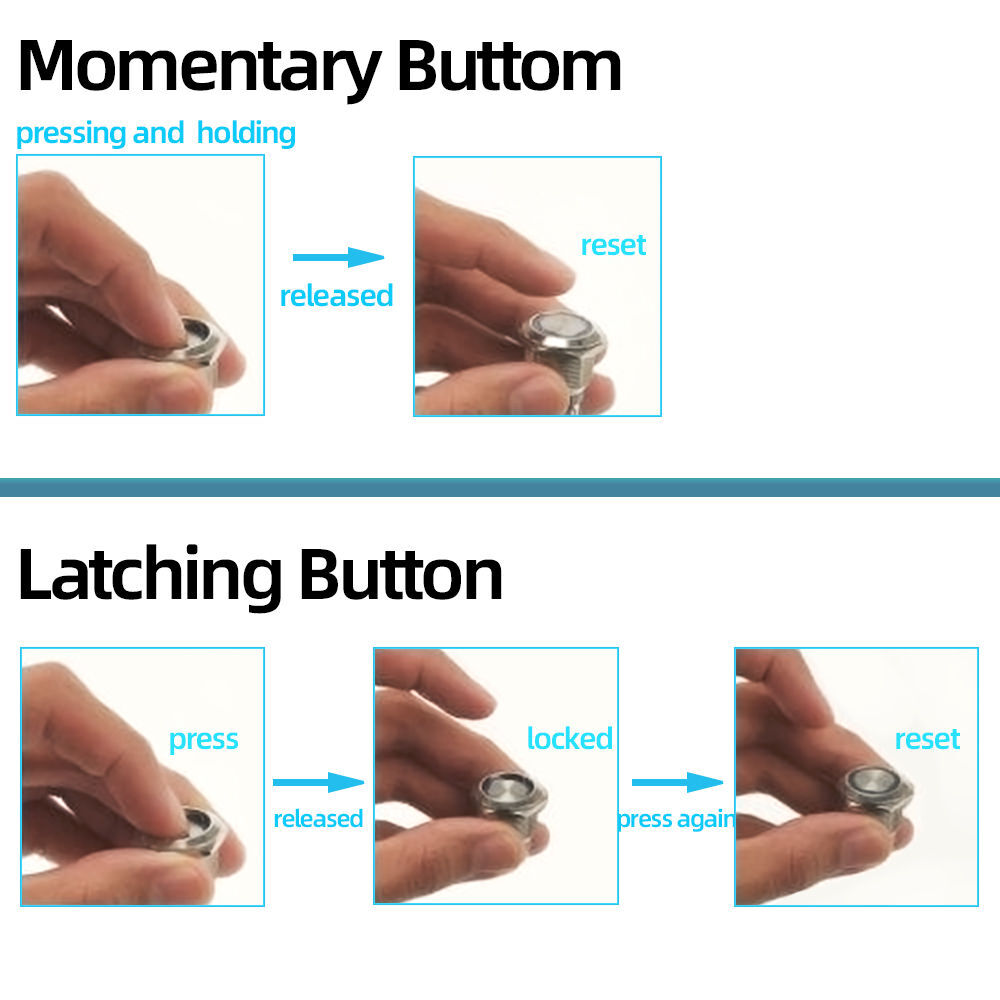12/16/19/22 Mm Momentary Latching Illuminated Metal Push Button Switch ...