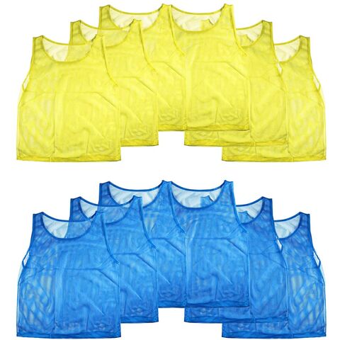 Pack De 12 Chalecos De Fútbol Reversibles – Azul Y Naranja, Numerados 1-6, Poliéster, Para Entrenamiento