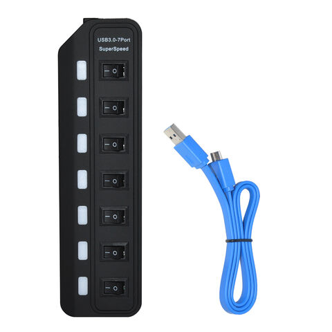 Hub USB 3.0 4 Ports, Prise USB Multiple, avec Voyants de Commutateurs  d'alimentation Individuels, pour