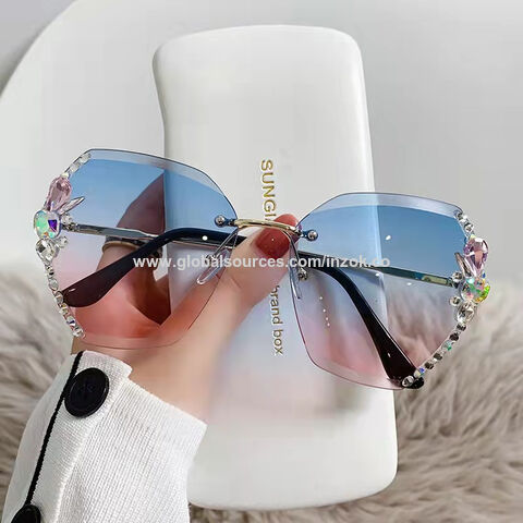 Fashion Rimless Square Sunglasses Women 2023 New Brand Frameless Sun  Glasses for Ladies Gradient Shades Uv400 Trending Product
