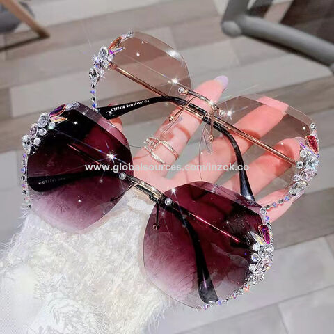 Cat Eye Sunglasses Women 2023 Desinger Sun Glasses Bling Diamond
