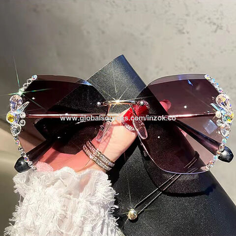 New Fashion 2020 Round Sunglasses Women Luxury Rimless Feamle