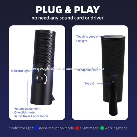 Microphone de Bureau à Condensateur Filaire de Haute Qualité avec Port Type C pour Réunions, Conférences, Jeux et Enregistrement