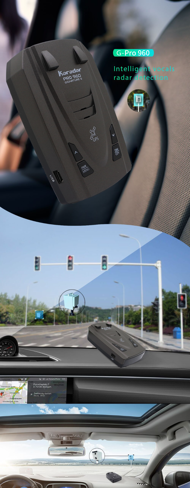 Rad Detector RAD1000 Car Speed Radar Detector - English Voice, 5 ...