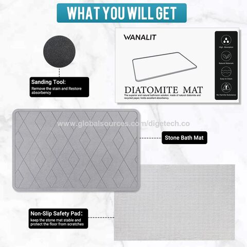 Diatomaceous Earth Bath Mat Absorbent Diatomite Stone Bath Mat Non- Fast  Drying Shower Mat,machine