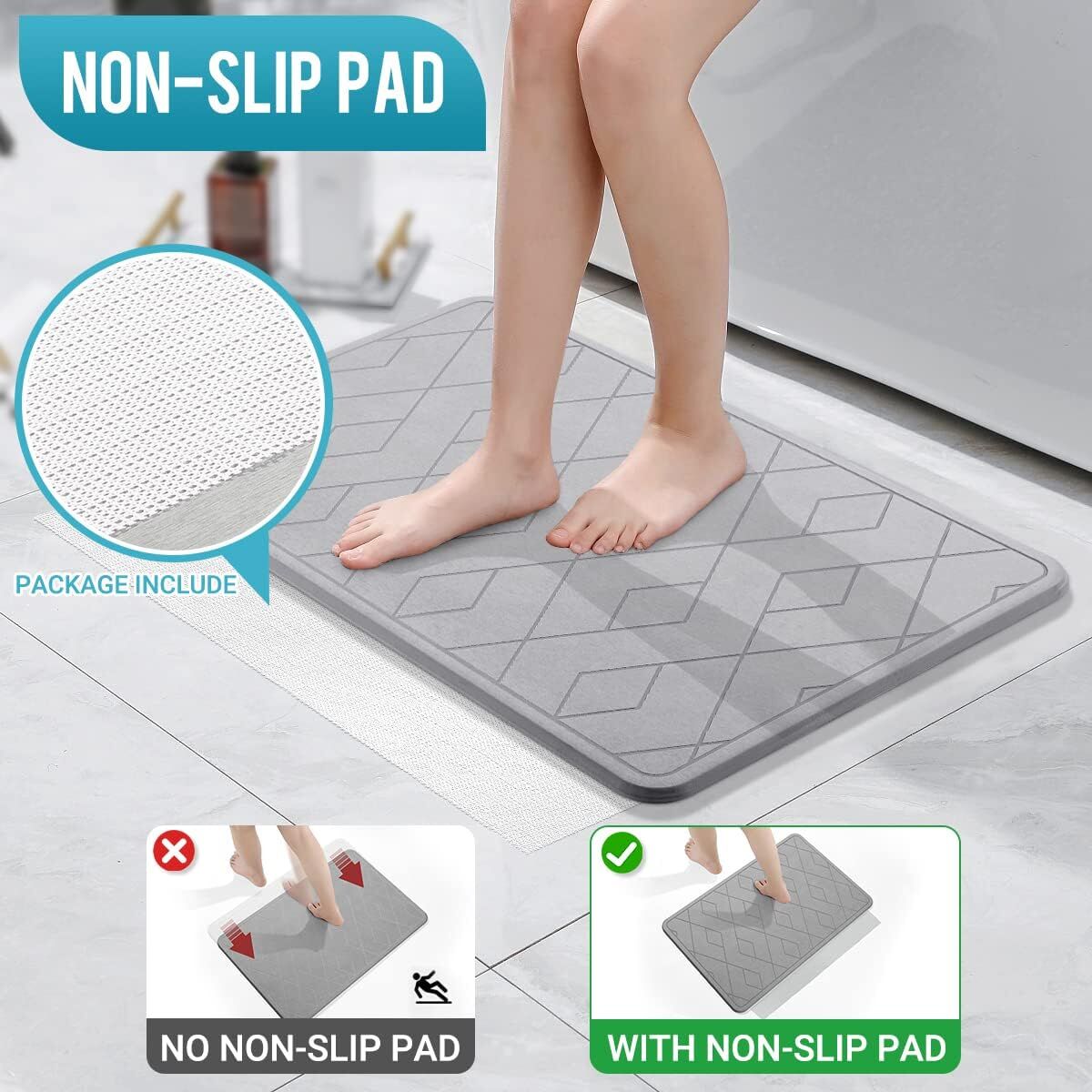 Stone Bath Mat - Non-Slip Fast-Drying Mat for Kitchen Counter, Tub &  Bathroom Floor - Super Absorbent Diatomaceous Earth Shower Mat - Elegant  Home